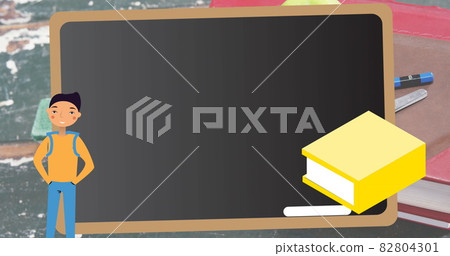Image of school items icons moving over school items 82804301