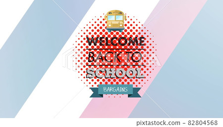 Image of welcome back to school bargains text over school items icons 82804568