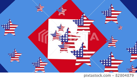 Image of stars coloured with american flag on blue background Image of stars coloured with american flag on blue background 82804879