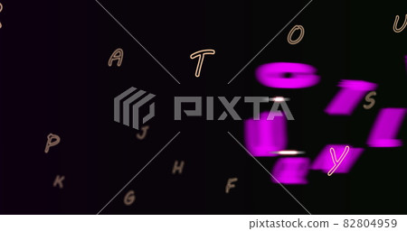 Digital image of multiple changing numbers and alphabets floating against on black background Digital image of multiple changing numbers and alphabets floating against on black background 82804959