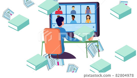 Image of school items icons moving on white background Image of school items icons moving on white background 82804978
