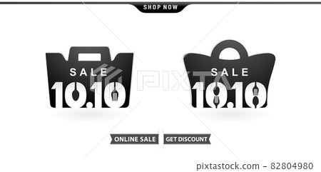 set of labels for sale, llustration of Food bag 10.10 sale, 10.10 Online sale with isolated white backgrounds for poster or flyer, social media banner, web banner online shop, cafe, bistro, restaurant set of labels for sale, llustration of Food bag 10.10 sale, 10.10 Online sale with isolated white backgrounds for poster or flyer, social media banner, web banner online shop, cafe, bistro, restaurant 82804980