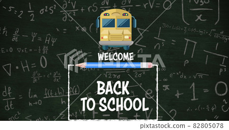 Image of back to school text on green background 82805078