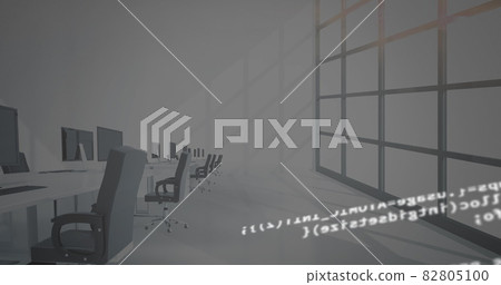 Digital composition of digital data processing against empty office in background Digital composition of digital data processing against empty office in background 82805100