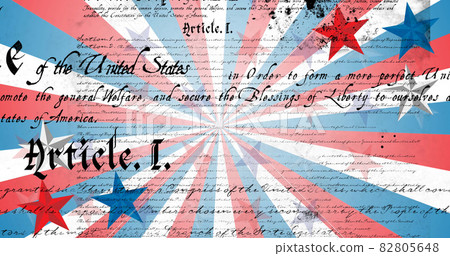 Image of american constitution text over american flag star and stripe elements Image of american constitution text over american flag star and stripe elements 82805648