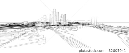 Vector 3d urban landscape. Buildings and roads 82805941