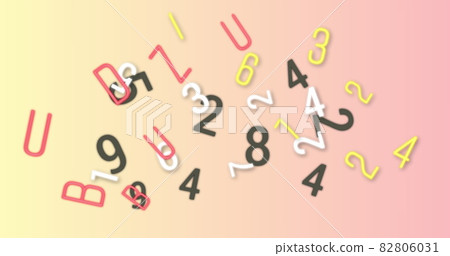 Digital image of multiple changing numbers and alphabets against pink background 82806031