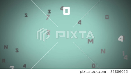 Digital image of changing numbers and alphabets floating against green background Digital image of changing numbers and alphabets floating against green background 82806033