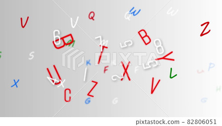 Digital image of changing numbers and alphabets moving against white background Digital image of changing numbers and alphabets moving against white background 82806051