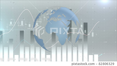 Multiple changing numbers over spinning against statistical data processing on grey background Multiple changing numbers over spinning against statistical data processing on grey background 82806329