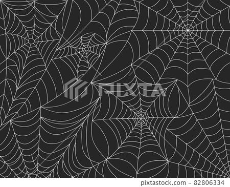 Halloween spider web background, scary cobweb decoration elements. Spooky spider webs silhouette, horror theme party vector backdrop Halloween spider web background, scary cobweb decoration elements. Spooky spider webs silhouette, horror theme party vector backdrop 82806334
