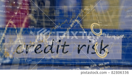 Image of financial data processing over credit risk writing 82806336