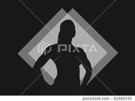 Composition of silhouette of woman icon on black background 82806338