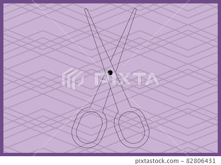 Composition of scissors icon and shapes on white background 82806431