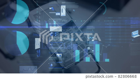 Image of financial data processing over credit card terminal Image of financial data processing over credit card terminal 82806668