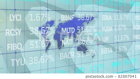 Image of financial data processing over world map Image of financial data processing over world map 82807041