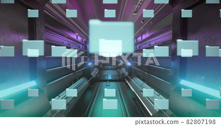 Multiple folder icons moving against glowing... - Stock Illustration ...