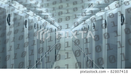 Image of binary coding numbers changing over computer servers Image of binary coding numbers changing over computer servers 82807418