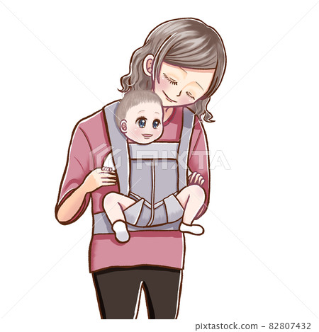 A mother and a smiling baby hugging positively with a thong A mother and a smiling baby hugging positively with a thong 82807432