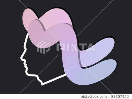 Composition of head of woman icon on black background Composition of head of woman icon on black background 82807433