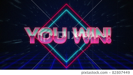 Retro You Win text glitching over blue and red... - Stock Illustration [82807449] - PIXTA