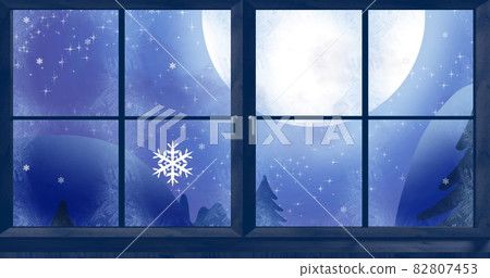 Image of black silhouette on santa claus in sleigh being pulled by reindeer with winter scenery Image of black silhouette on santa claus in sleigh being pulled by reindeer with winter scenery 82807453