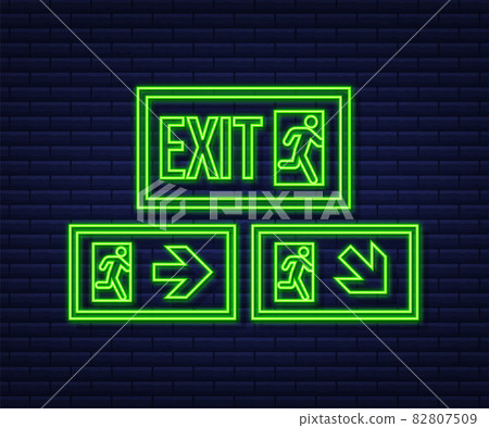 Emergency exit sign. Protection symbol. Fire neon icon 82807509