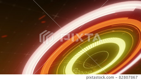 Image of glowing scopes scanning over orange spots in background 82807867