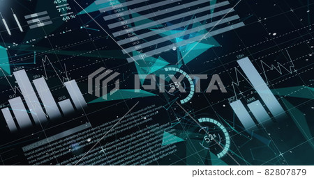 Financial data processing against plexus networks on black background Financial data processing against plexus networks on black background 82807879