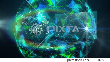 Mathematical equations moving against globe of plexus networks 82807882