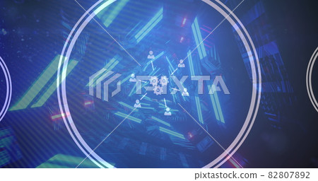 Network of digital icons against glowing tunnel Network of digital icons against glowing tunnel 82807892