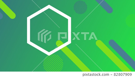 Spinning hexagon over moving geometric shapes and circles Spinning hexagon over moving geometric shapes and circles 82807909