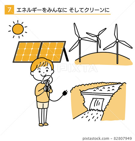 可持續能源和清潔能源的簡單 SDG 說明 82807949