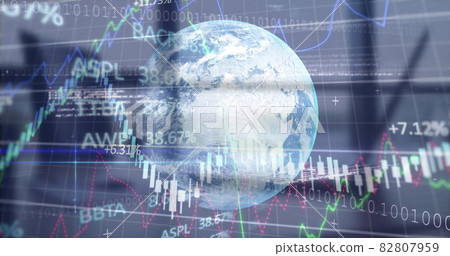 Image of financial data processing over globe 82807959