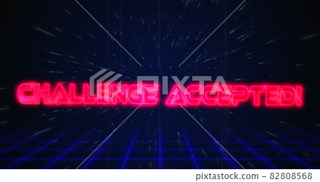 Retro Challenge accepted text glitching over blue and red squares on white hyperspace effect 82808568