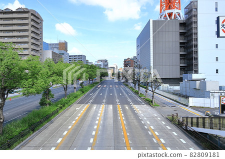 Fushimi-dori, National Highway No. 22 seen from Shinoto Pedestrian Bridge, Atsuta-ku, Nagoya 82809181
