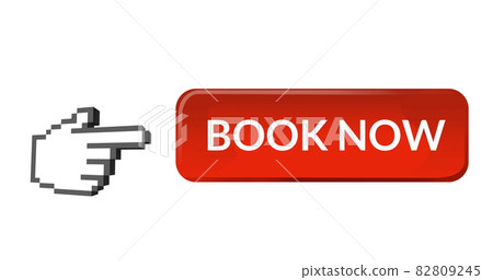 Book now button with pointing hand 4k 82809245