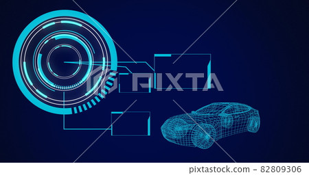 Image of 3d car drawing with scope scanning and data processing 82809306