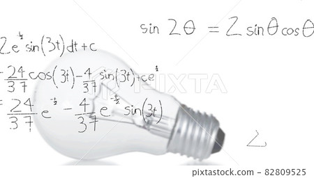 Image of light bulb and scientific formule data processing 82809525