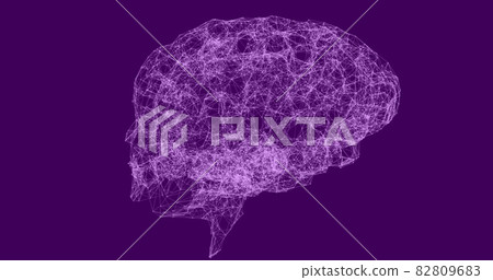 Human brain made of Network of connections against purple background Human brain made of Network of connections against purple background 82809683