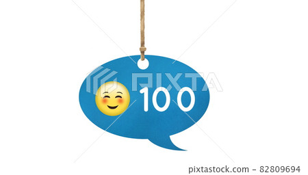 Smiling emoji in a tied speech bubble 4k 82809694