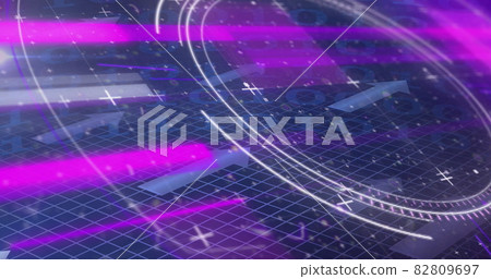 Image of scope scanning, binary coding and blue arrows on grid background Image of scope scanning, binary coding and blue arrows on grid background 82809697