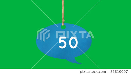 Tied blue speech bubble with numbers 4k Tied blue speech bubble with numbers 4k 82810097
