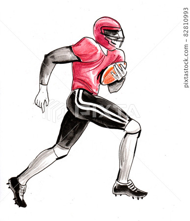 American football player. Ink and watercolor drawing American football player. Ink and watercolor drawing 82810993