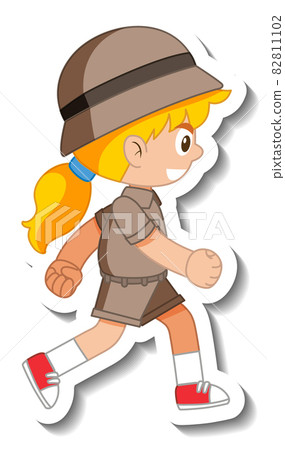 Little girl scout cartoon character sticker Little girl scout cartoon character sticker 82811102
