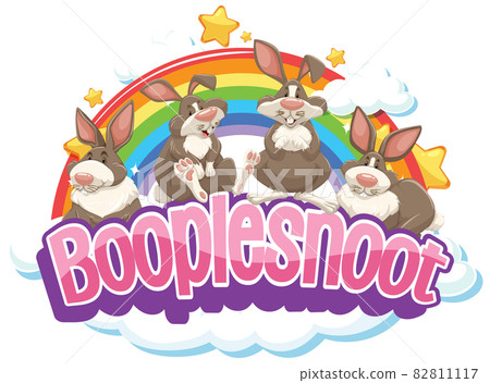 Cute rabbits on Boople Snoot font with rainbow 82811117