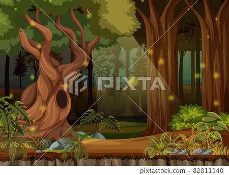 Enchanted forest landscape background - Stock Illustration [82811140 ...