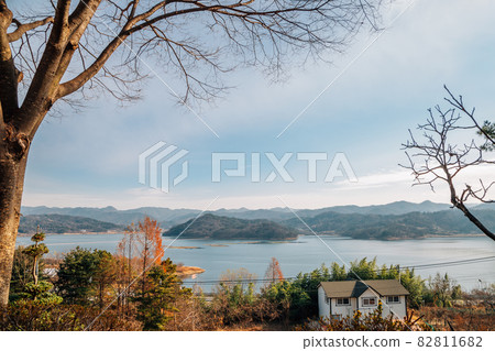 View of Daecheongho Lake in Cheongju, Korea 82811682
