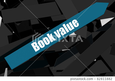 Book value word on the blue arrow 82811882