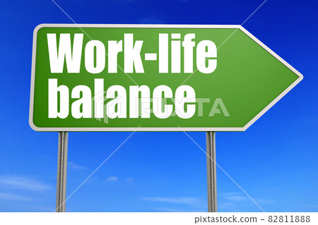 Work-life balance word with green road sign - Stock Illustration ...